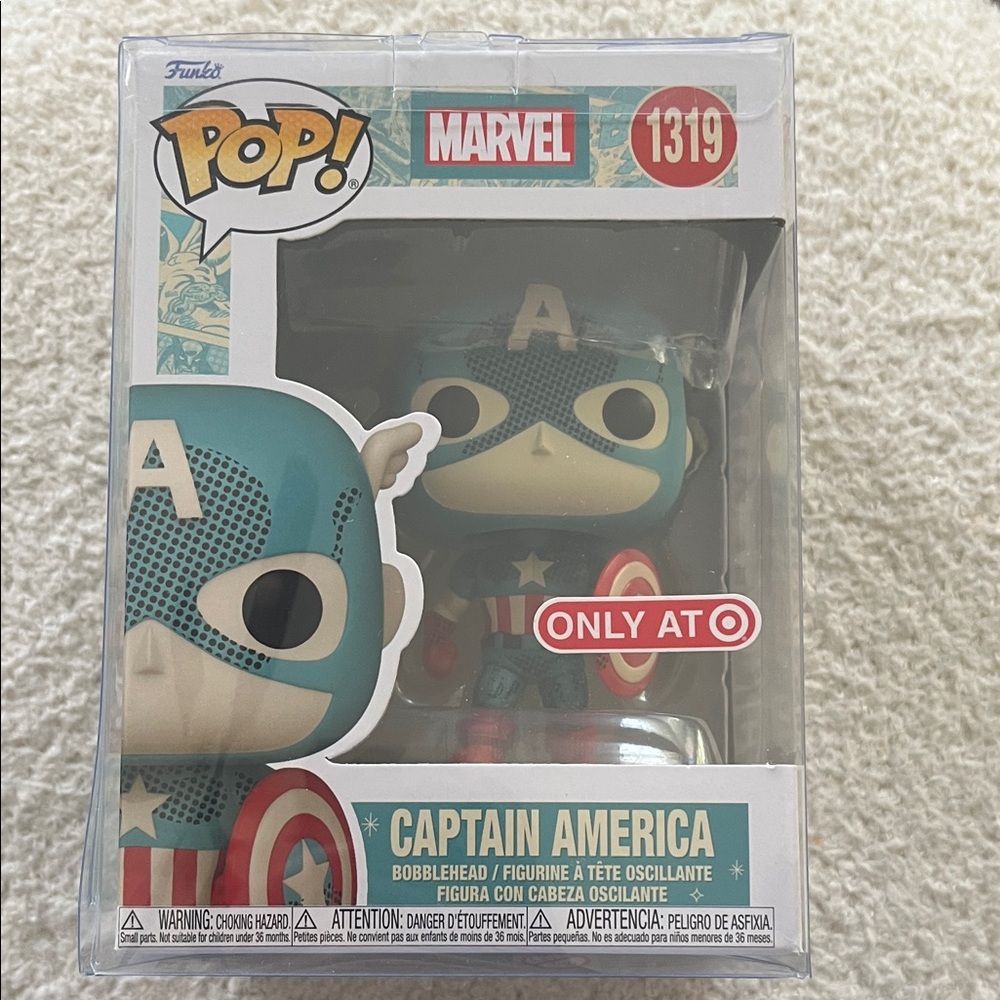 Funko Marvel Captain America Pop with Red, Blue, and White